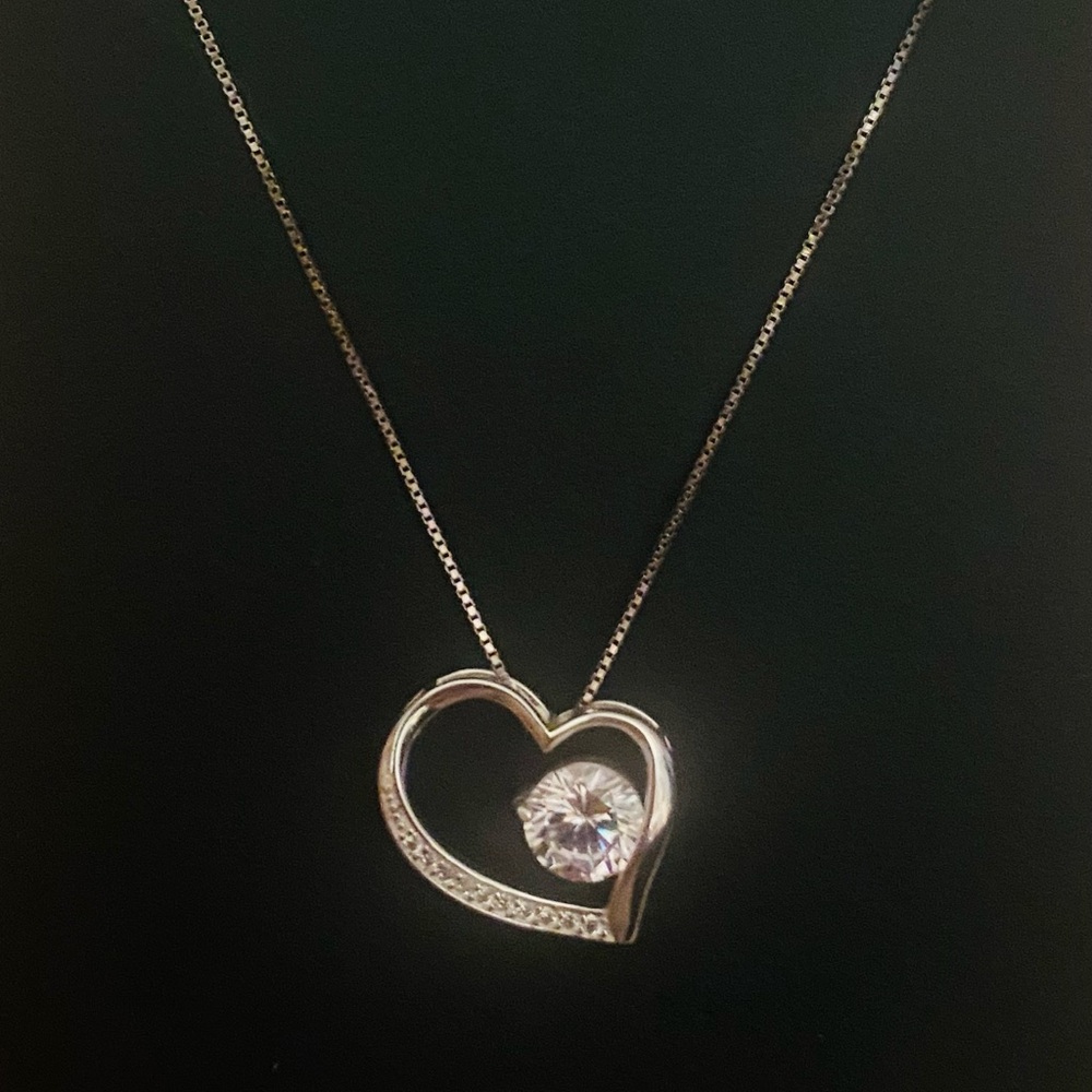 Heart CZ Accent 925 Sterling Silver Pendant Necklace